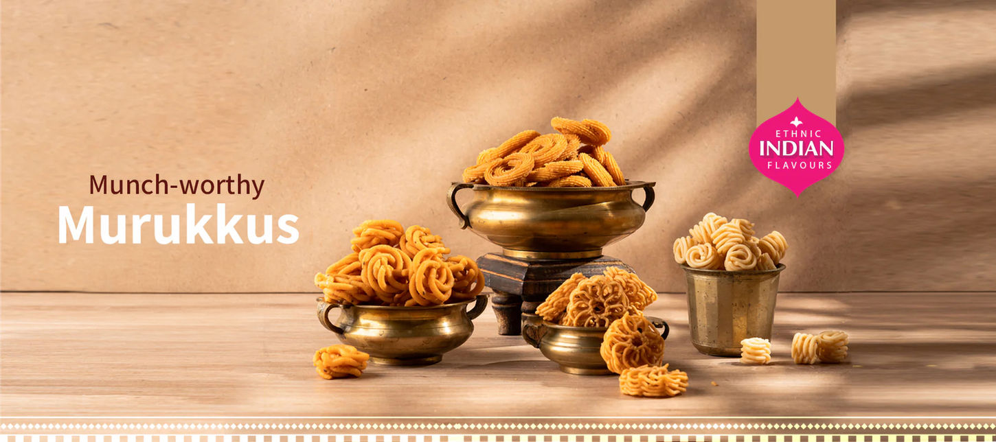 Spicy South Indian Murukku Varieties in a rustic bowl