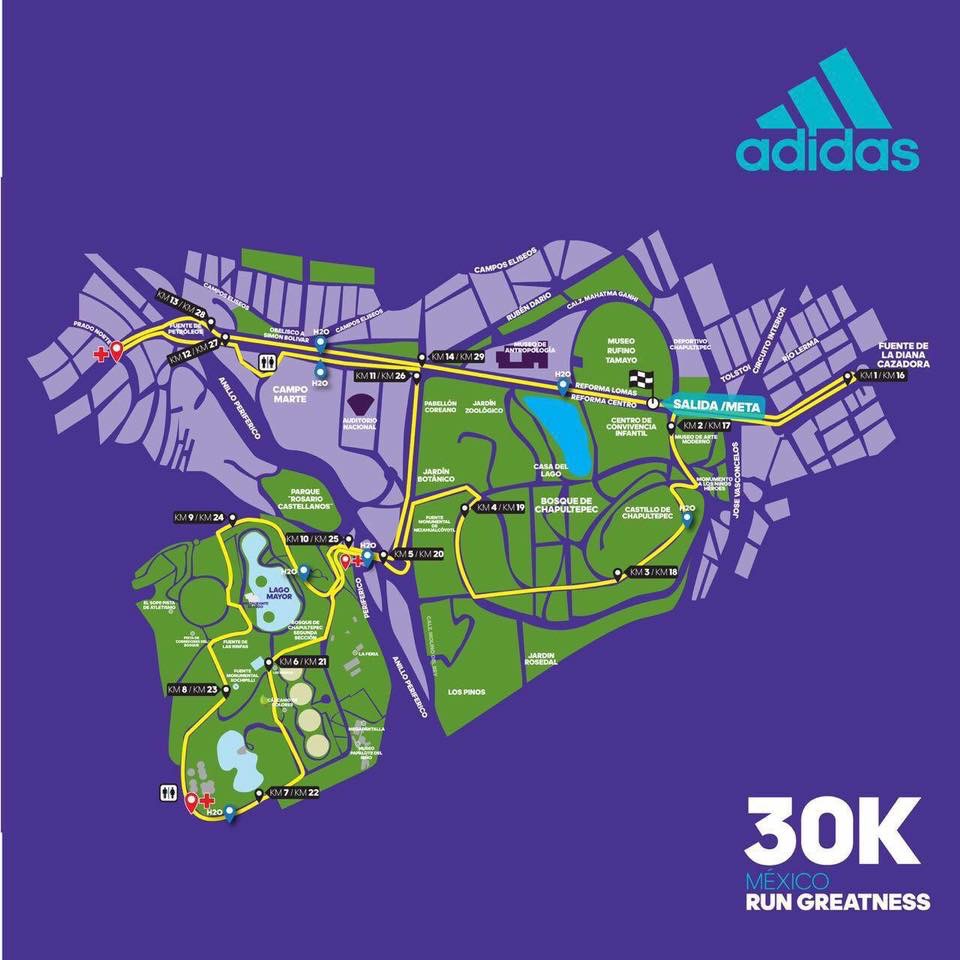 Ruta Split 30k Adidas, Paseo de la Reforma, 14 de Agosto.