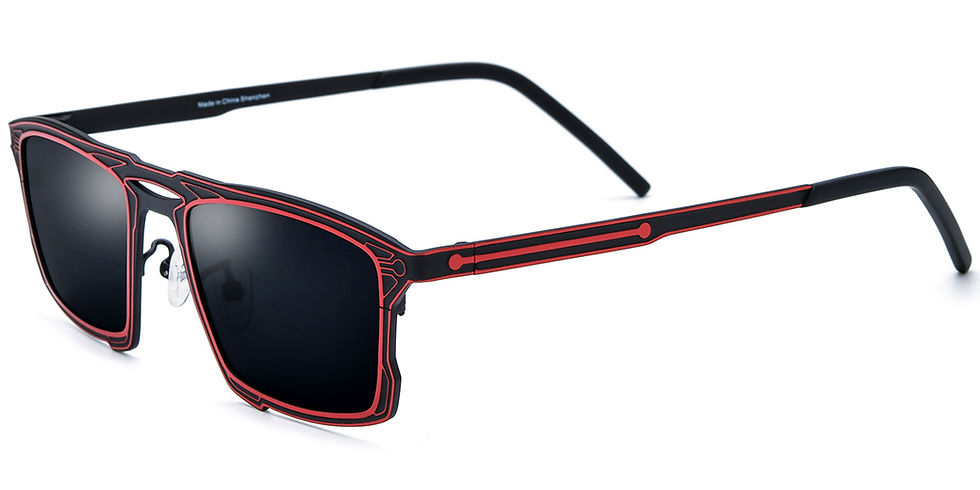 Black and red titanium frame unisex sunglasses
