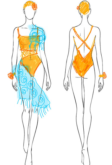 Contact Collection - one piece with mesh in bright sunny yellow
