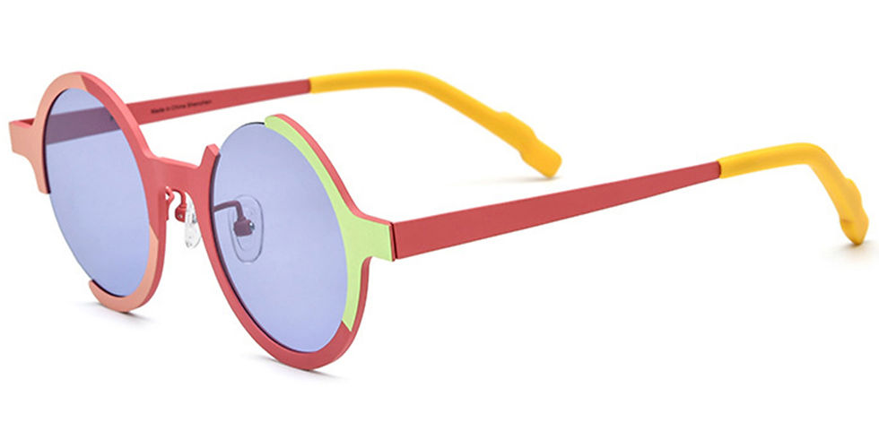 Miniaturbild: Titanium frame fashion sunglasses with irregular round frame and blue polarised lens