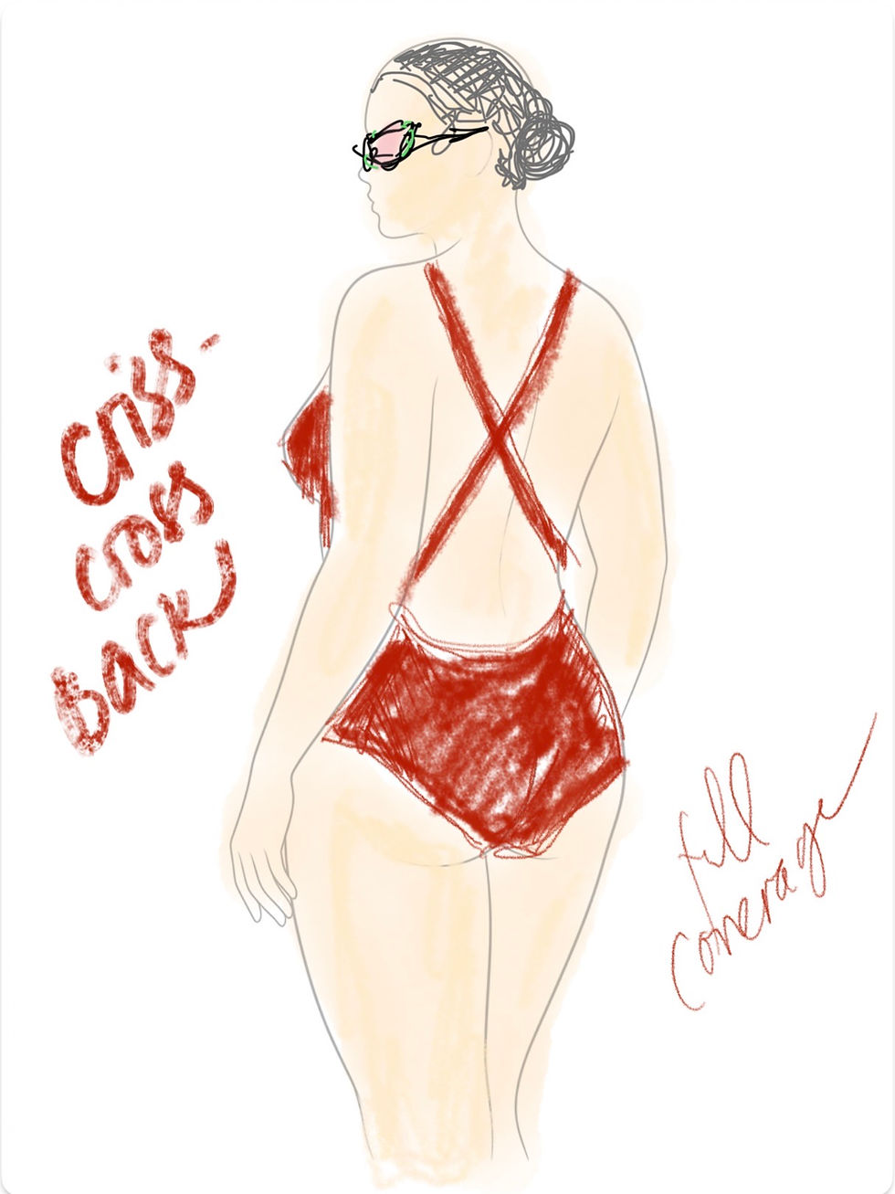 plunge neck crisscross back straps swimming suit 