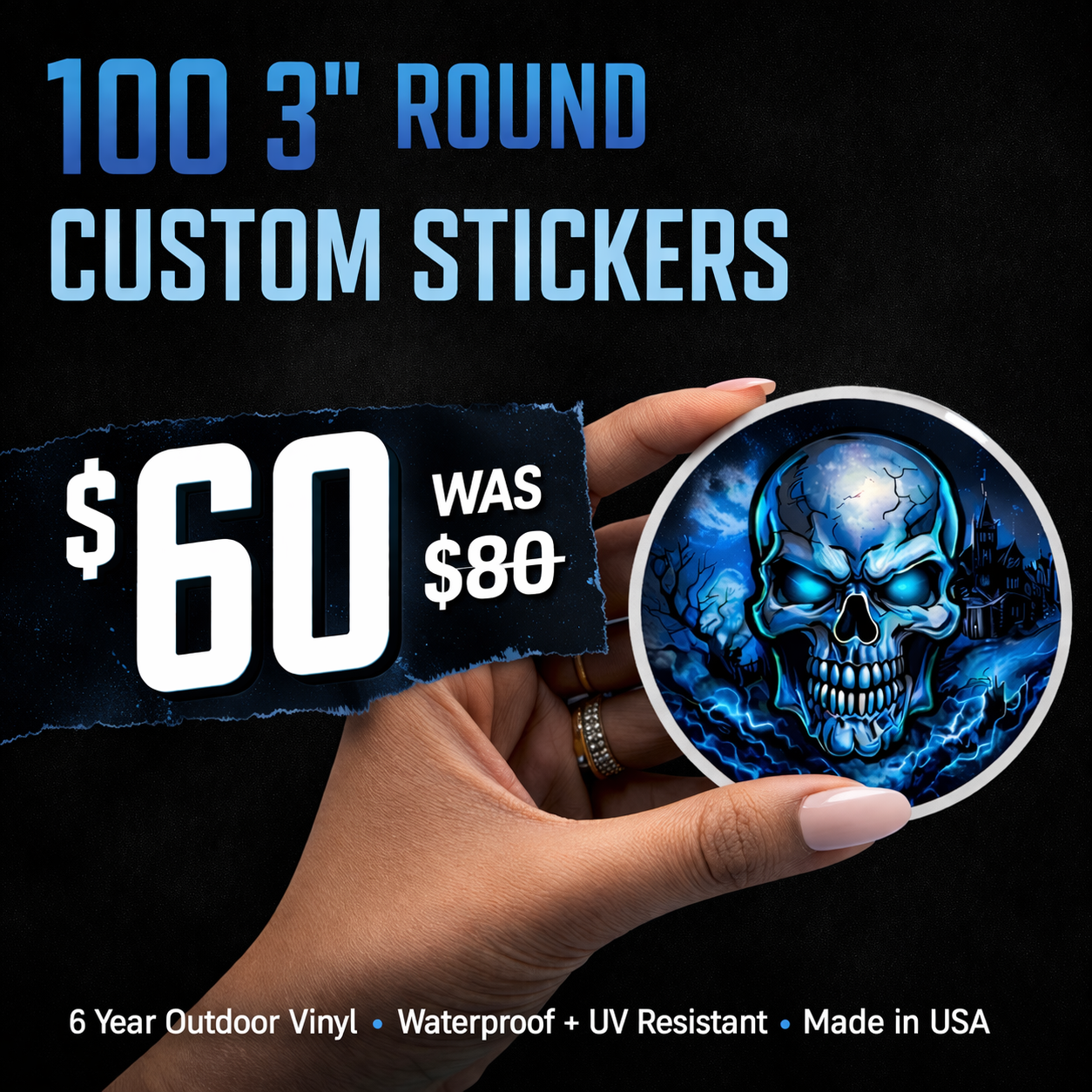 100 3" Round Custom Stickers