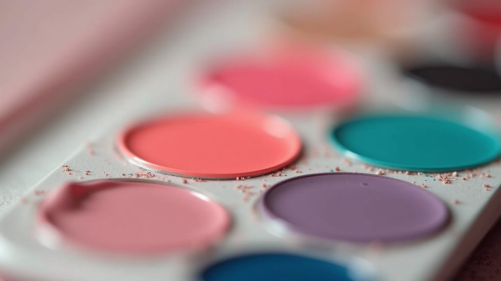 Close-up view of a nail polish palette featuring pastel and jewel tone colors