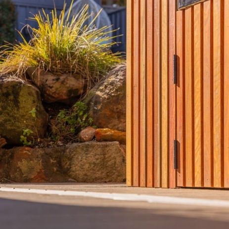 Bespoke screening detail for built-in BBQ area — Bangor.