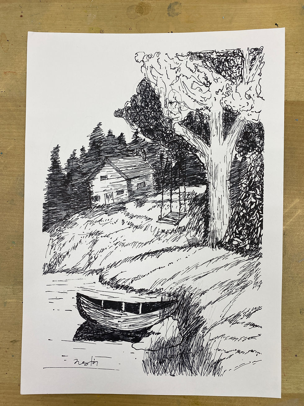 Ink Drawing by J