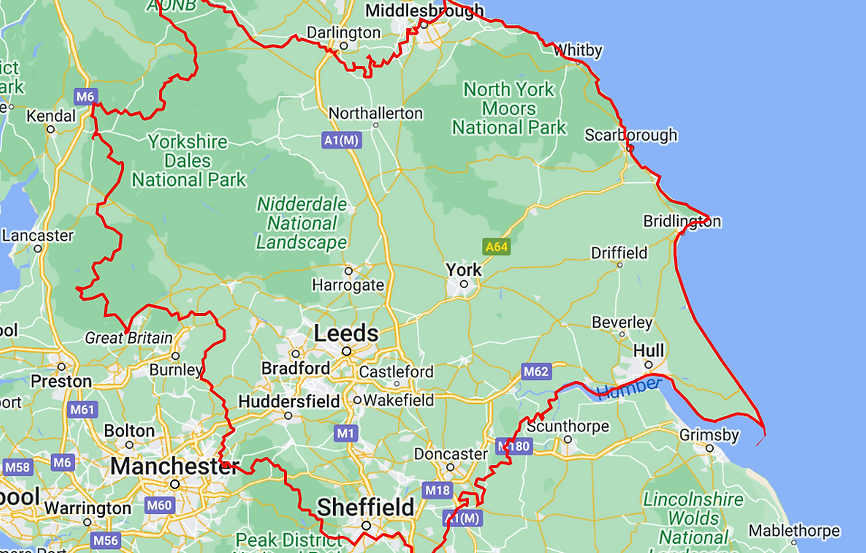 Map of yorkshire