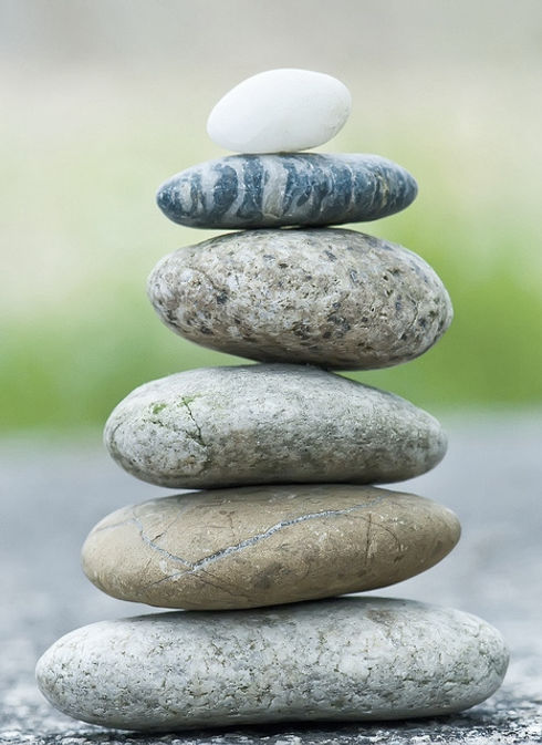 colorful rock cairn