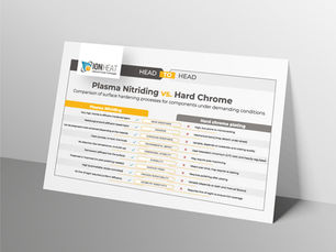 Visual comparison between plasma nitriding and hard chrome for surface hardening of components under demanding conditions.