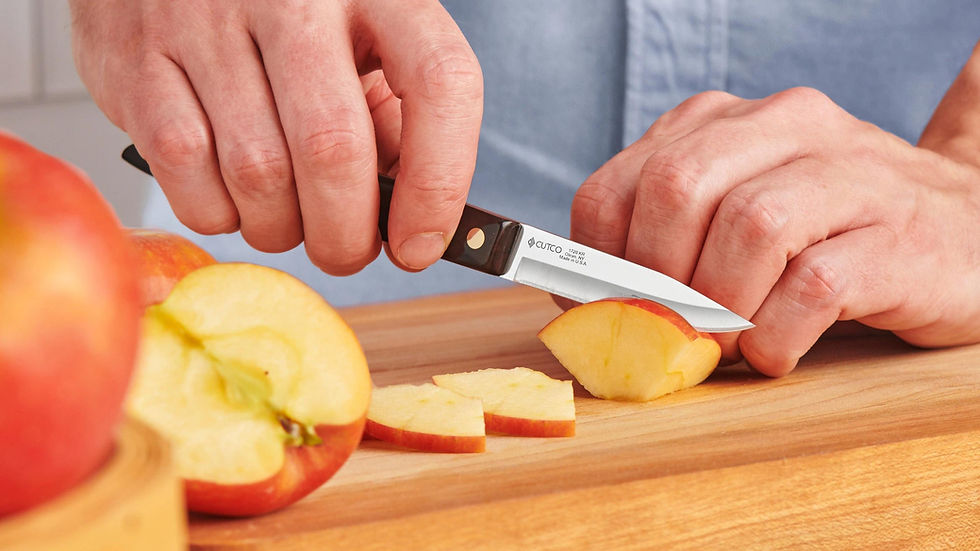 Utility Knife Slicing Apples into Small Pieces