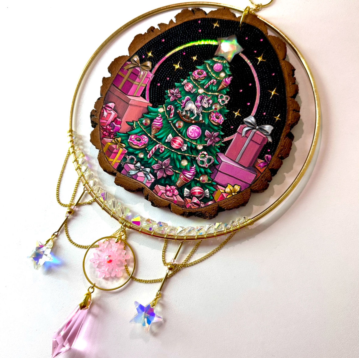 “Pink Christmas” suncatcher