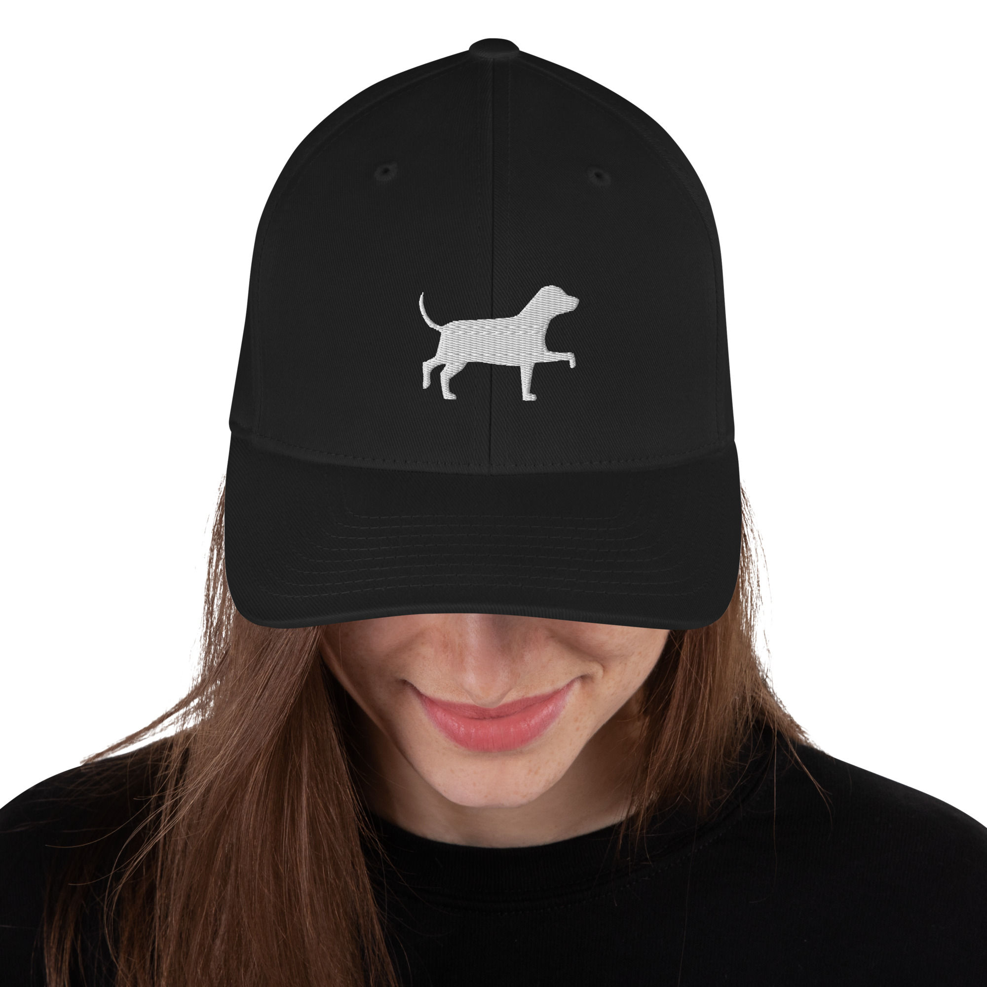 White Dog Structured Baseball Hat