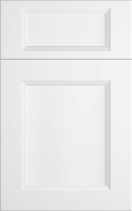 White kitchen cabinet door, simple design; BORCELLE Design & Remodel