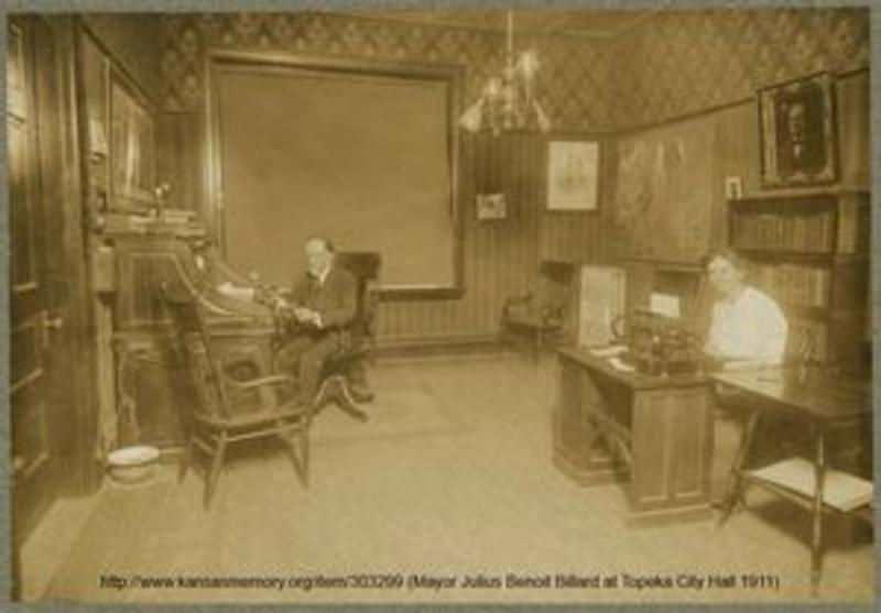 My great-great-grandfather, Jules Benoit Billard, pictured as Mayor of Topeka in 1911. (Source: KansasMemory.org)