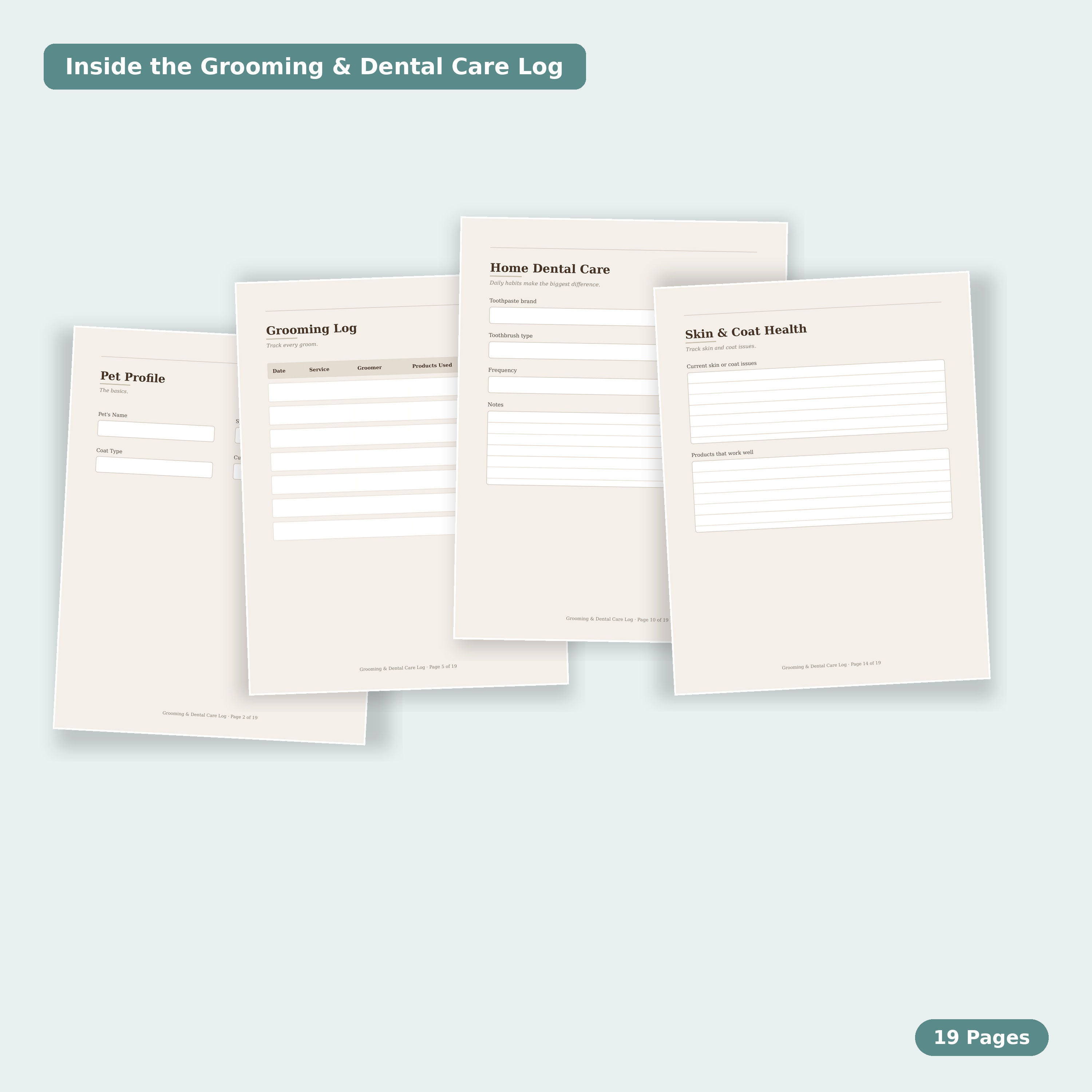Grooming & Dental Care Log