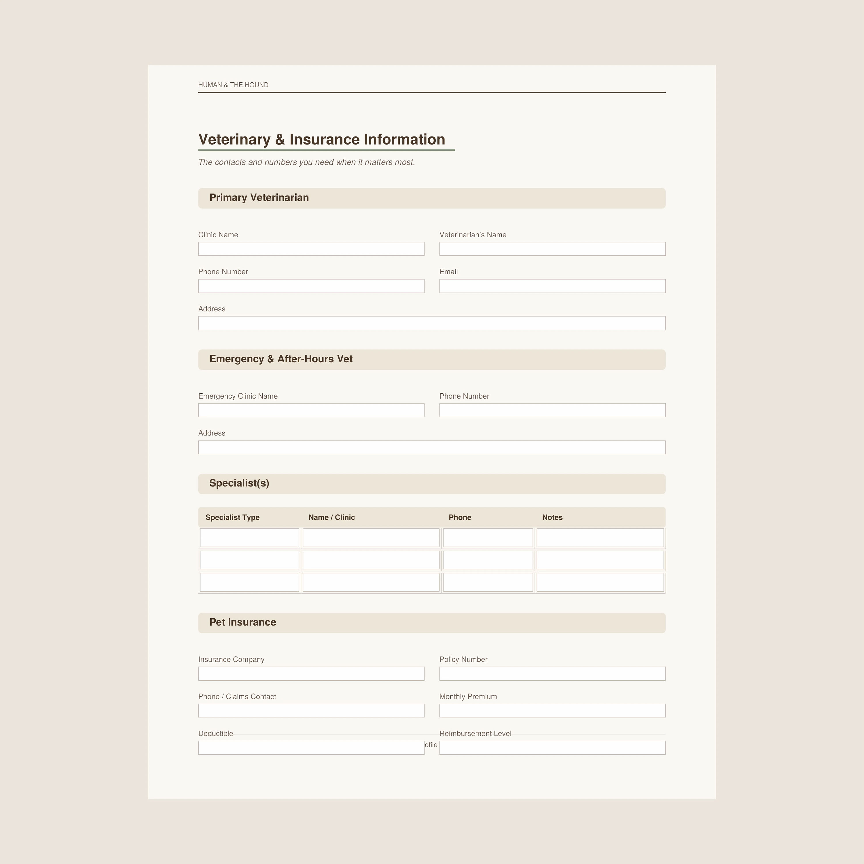 Pet Profile & Identity Pack