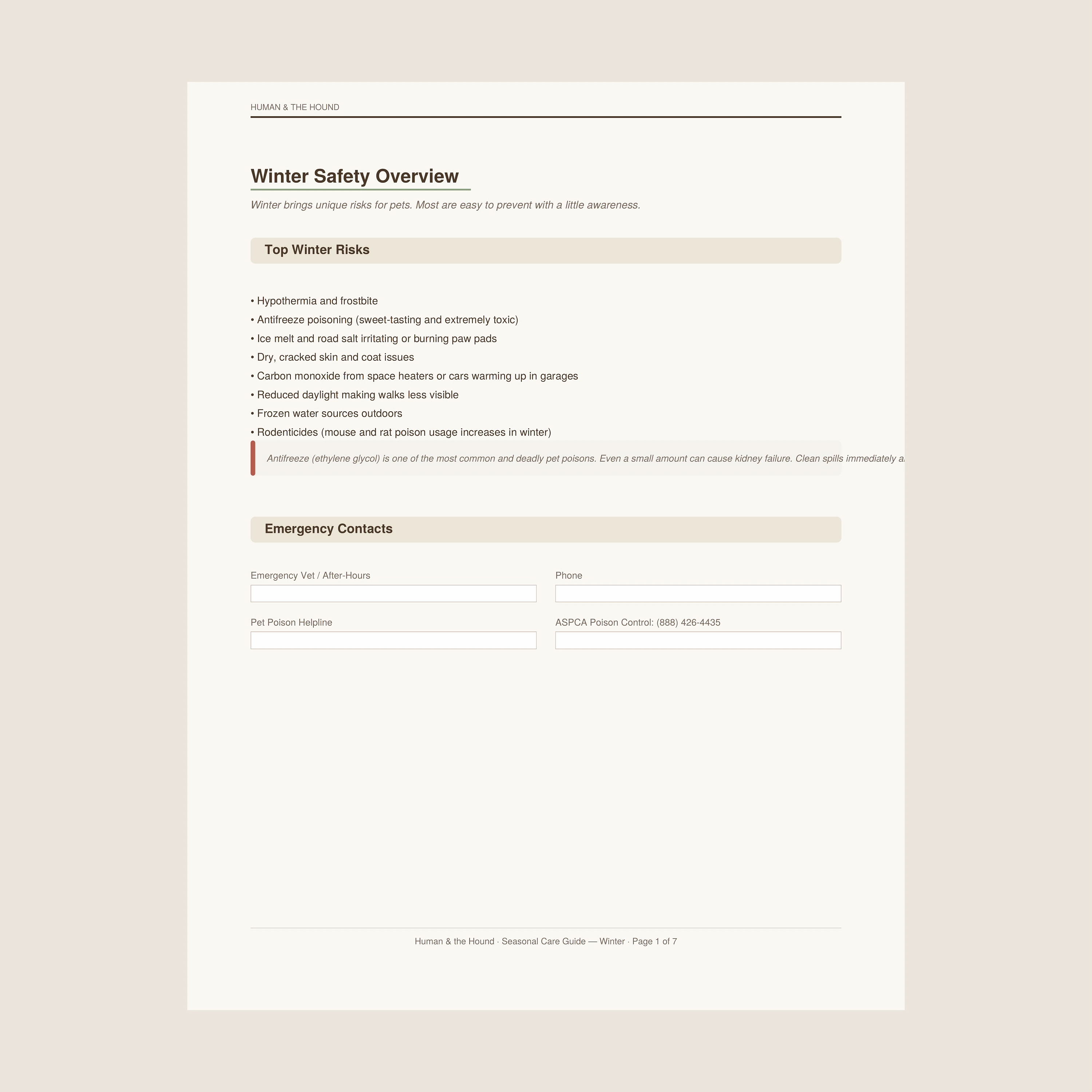 Seasonal Care Guide - Winter