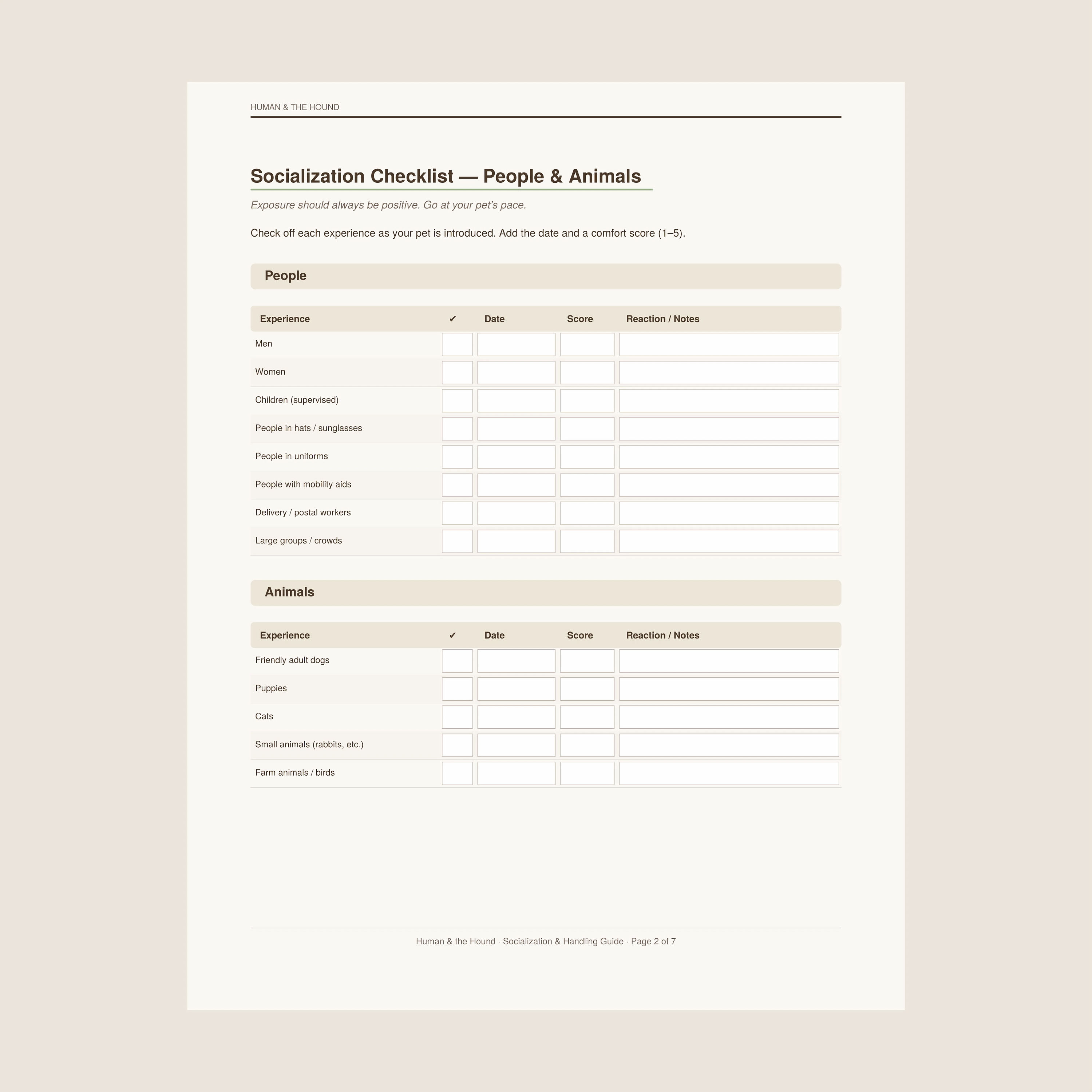 Socialization & Handling Guide