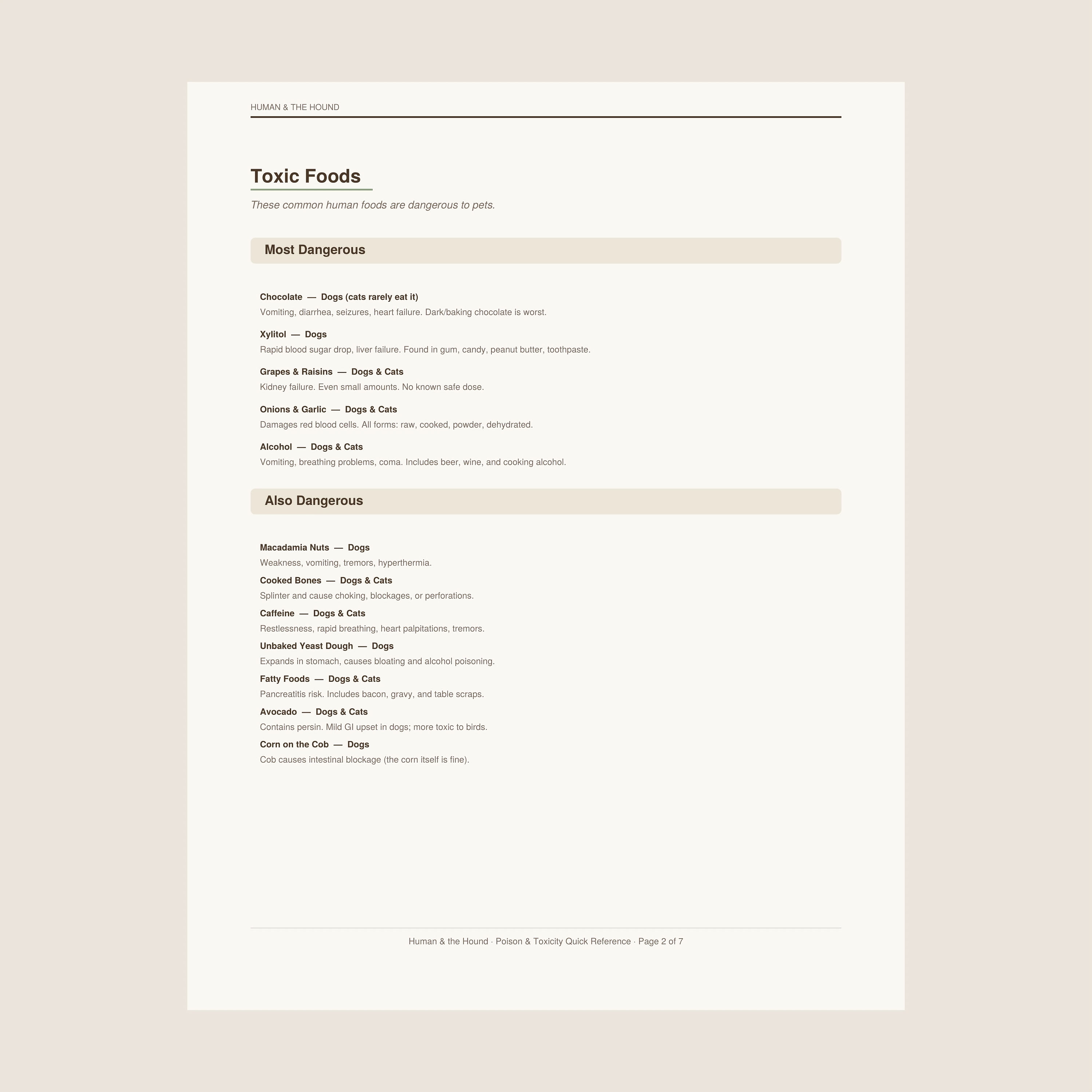 Poison & Toxicity Quick Reference