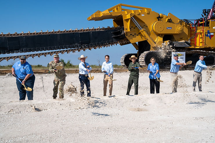 SFWMD Governing Board Member Ben Butler; USACE Lt. Col. Todd Polk; SFWMD Governing Board Member "Alligator Ron" Bergeron; SFWMD Executive Director Drew Bartlett; Everglades National Park Superintendent Pedro Ramos; SFWMD Governing Board Member Col. Charlette Roman; Eric Eikenberg, CEO of The Everglades Foundation; Adam Blalock, DEP Deputy Secretary for Ecosystem Restoration