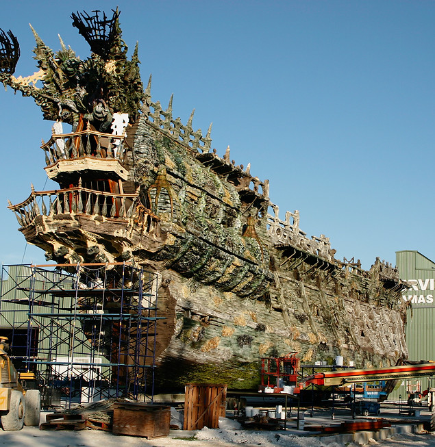 Custom steel fabrication for Disney pirate‑movie ship project by QSL