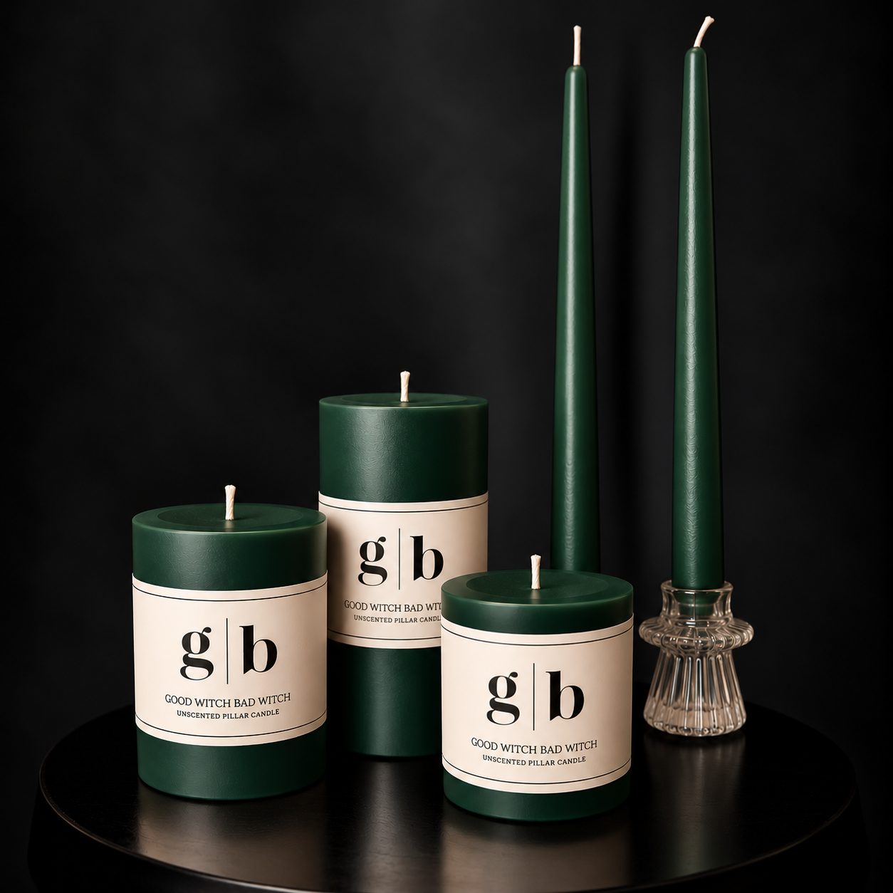 Green Unscented Pillar Candle