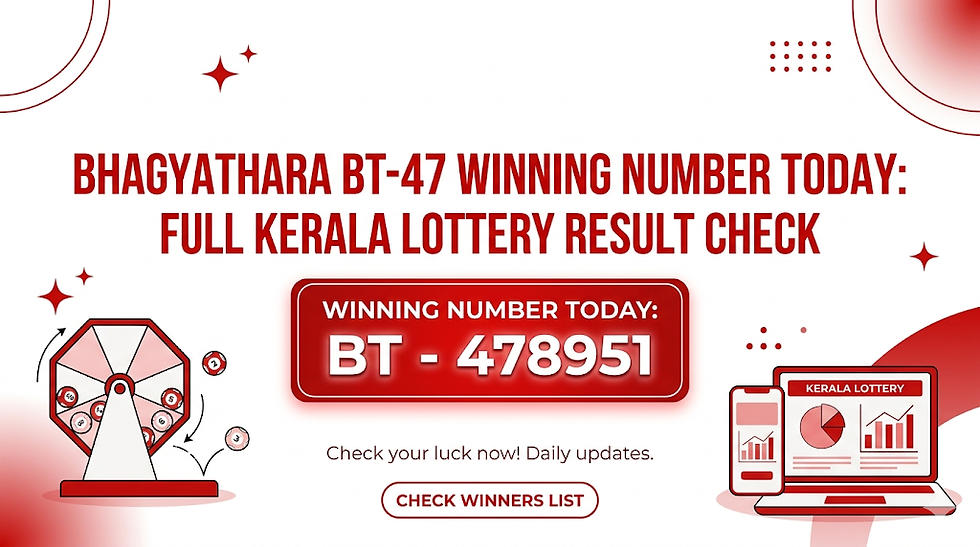 Bhagyathara BT-47 Winning Number Today: Full Kerala Lottery Result Check.