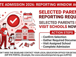 MP RTE Admission 2026 Reporting Window Active: Selected Parents Must Visit Schools Now.