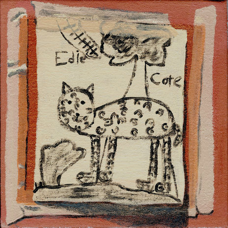 Cat on a hot copper plate (After drawing made 2000, graphite on paper on copper plate with