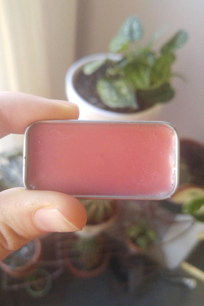pink lip balm with shea butter