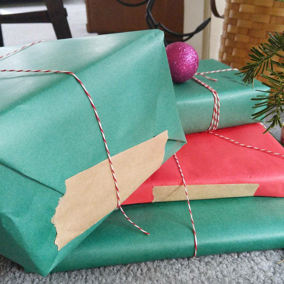 Presents wrapped with paper tape