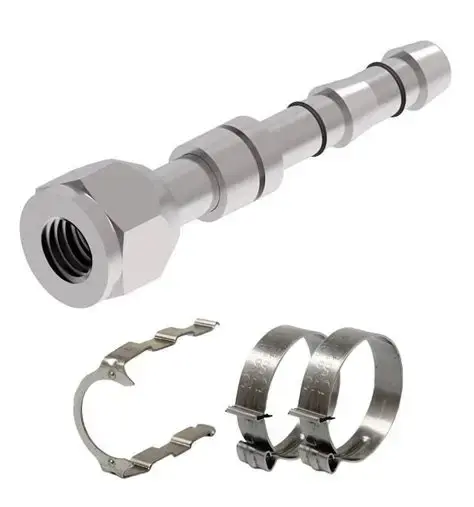704-0123-00 • Fitting, Str, 3/8" FOR X #8 Hose, w/ Clips and Cage, EZ-Clip
