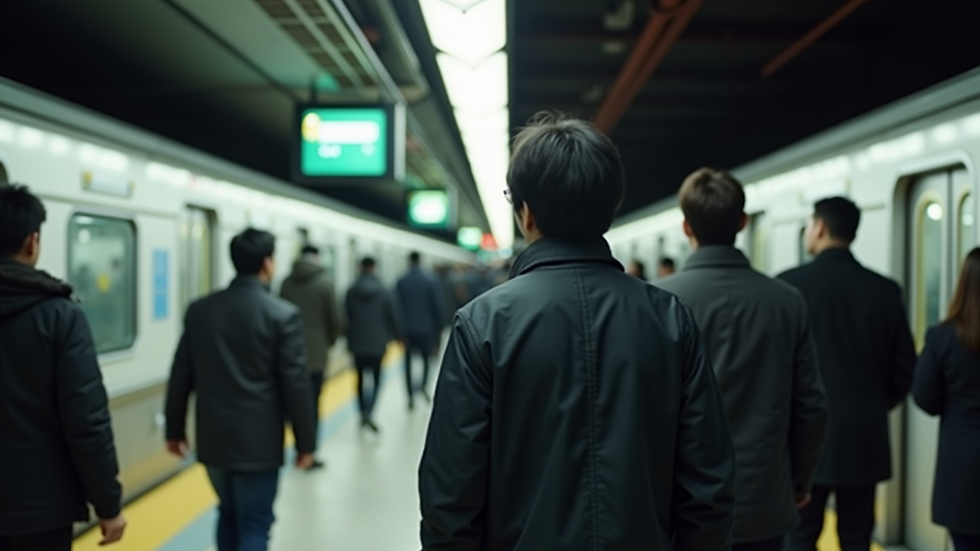 Eye-level view of a busy subway station in Seoul