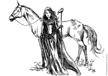 Pferd und Hexe ausmalbild