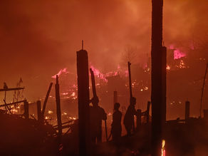 Blaze at Cox's Bazaar Bangladesh Rohingya refugee camp leaves thousands of Rohingya homeless and displaced