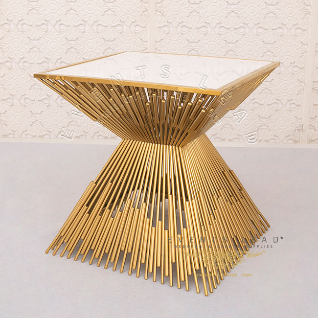 Thumbnail: Special Stainless Steel Tube Gold Wedding Cake Table New Furniture Design