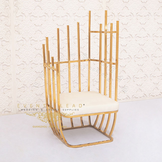 Thumbnail: Golden Tube Wedding Throne Chair For Bride And Groom Luxury Furniture