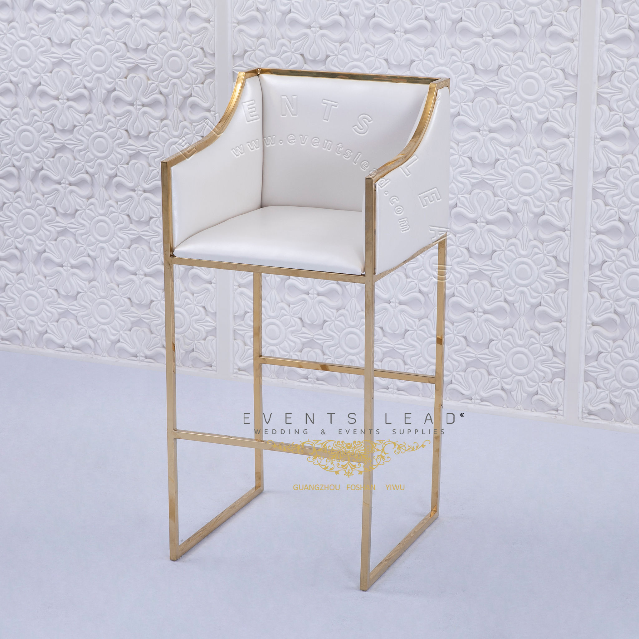 Modern Golden Frame With White Cushion Hot Recommend Bar Stool High Chair