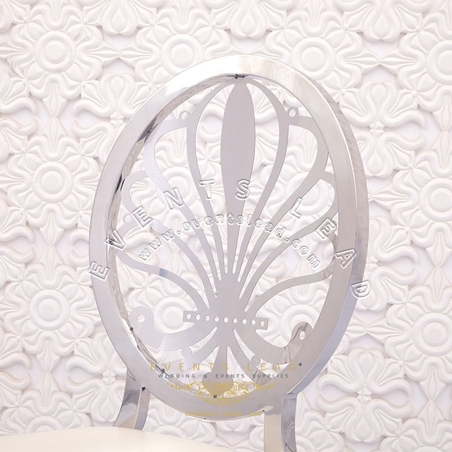 Thumbnail: Declicate Patern Round Back Banquet Dining Chair Silver For Wedding Party
