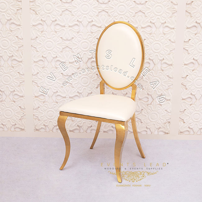 Thumbnail: New Pattern Design Stainless Steel Gold Wedding Dining Chair For Events Party