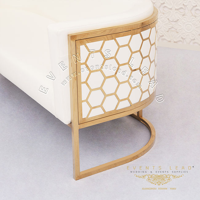 Thumbnail: Modern Stainless Steel Wedding Sofa With Honeycomb Pattern Gold Luxury