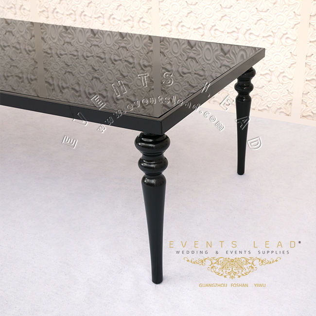 Thumbnail: Gourd Legs Rectangle  Dining Wedding Table Black For Party Banquet Use