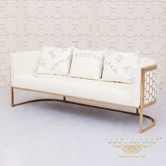 Thumbnail: Modern Stainless Steel Wedding Sofa With Honeycomb Pattern Gold Luxury