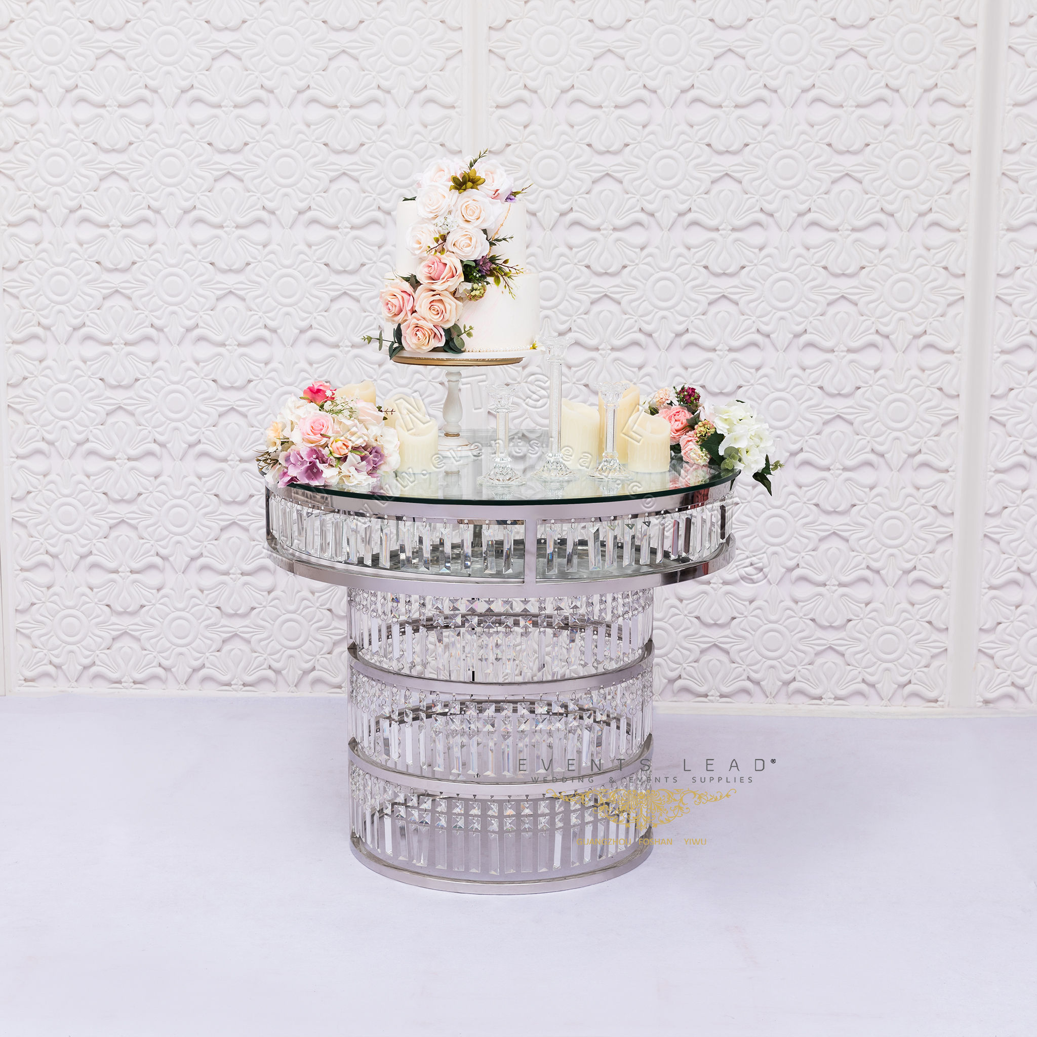 New Model Silver Stainless Steel CYBELE Wedding Crystal Cake Table