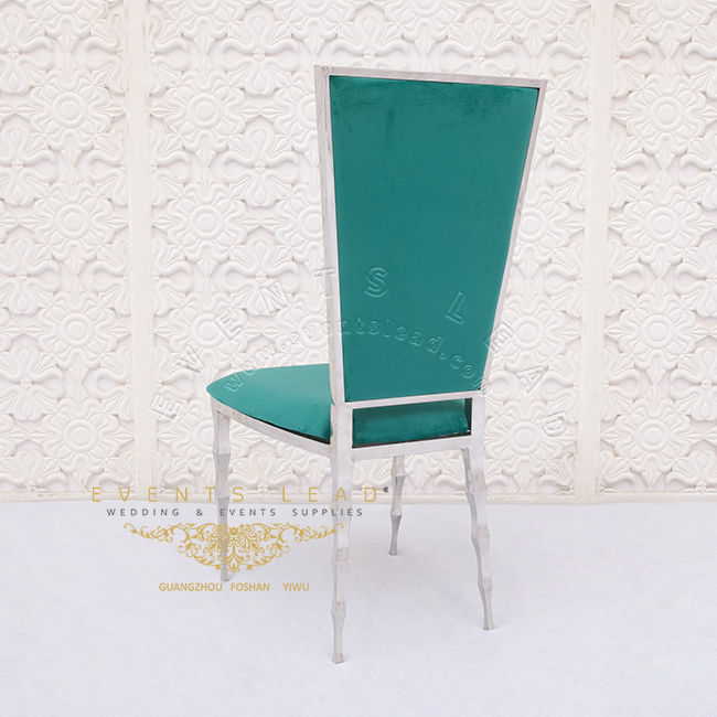 Thumbnail: Silver Metal Green Velvet Cushion Banquet Dininig Chairs For Wedding Events