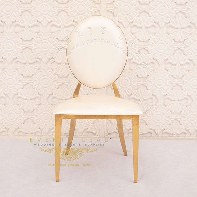 Thumbnail: Stackable White PU Rose Pattern Back Banquet Hall furniture chairs For Wedding