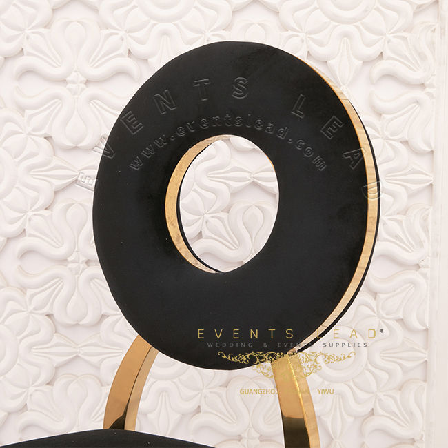 Thumbnail: Black Velvet Round Back Gold Wedding Events Chair Luxury Furniture