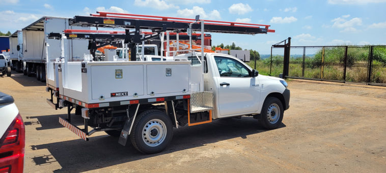 Escada Central da Next Implementos, Modelo Carroceria para Escada Central, na fábrica implementos rodoviários da Next Implementos em Monte Mor.