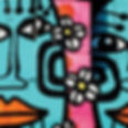 Les gens et les graffitis de fleurs