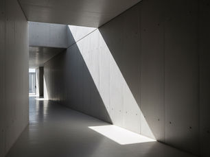 Light as a language: A hallway that directs pace and mood without a single sign.